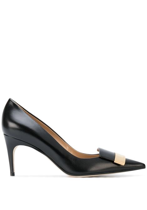 Black 75mm pointed toe pumps - women